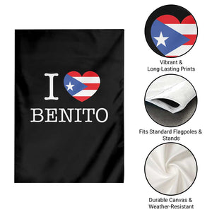 I Love Benito Puerto Rico Flag Heart Garden Flag Boricua Music Fan Game Day Everyday TS02 Print Your Wear