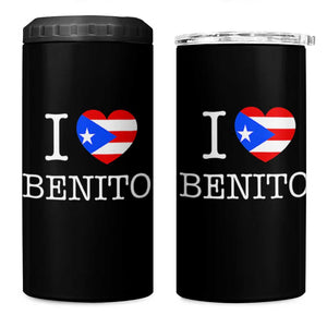 I Love Benito Puerto Rico Flag Heart 4 in 1 Can Cooler Tumbler Boricua Music Fan Game Day Everyday TS02 One Size: 16 oz Black Print Your Wear
