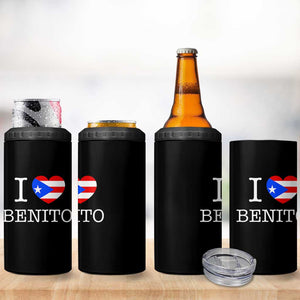 I Love Benito Puerto Rico Flag Heart 4 in 1 Can Cooler Tumbler Boricua Music Fan Game Day Everyday TS02 Print Your Wear
