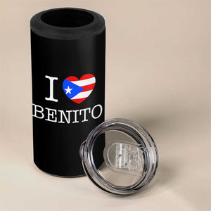 I Love Benito Puerto Rico Flag Heart 4 in 1 Can Cooler Tumbler Boricua Music Fan Game Day Everyday TS02 Print Your Wear
