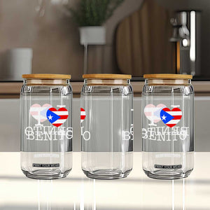 I Love Benito Puerto Rico Flag Heart Glass Can Boricua Music Fan Game Day Everyday TS02 Print Your Wear