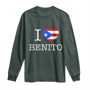I Love Benito Puerto Rico Flag Heart Long Sleeve Shirt Boricua Music Fan Game Day Everyday TS02 Dark Forest Green Print Your Wear