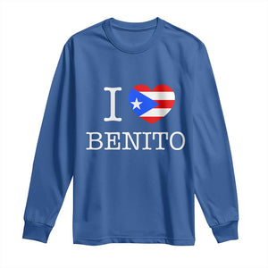 I Love Benito Puerto Rico Flag Heart Long Sleeve Shirt Boricua Music Fan Game Day Everyday TS02 Royal Blue Print Your Wear