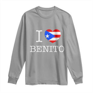 I Love Benito Puerto Rico Flag Heart Long Sleeve Shirt Boricua Music Fan Game Day Everyday TS02 Sport Gray Print Your Wear