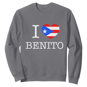 I Love Benito Puerto Rico Flag Heart Sweatshirt Boricua Music Fan Game Day Everyday TS02 Charcoal Print Your Wear
