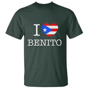 I Love Benito Puerto Rico Flag Heart T Shirt Boricua Music Fan Game Day Everyday TS02 Dark Forest Green Print Your Wear