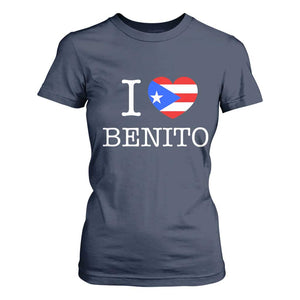 I Love Benito Puerto Rico Flag Heart T Shirt For Women Boricua Music Fan Game Day Everyday TS02 Navy Print Your Wear