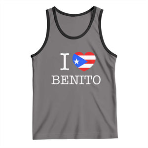 I Love Benito Puerto Rico Flag Heart Tank Top Boricua Music Fan Game Day Everyday TS02 Deep Heather Black Print Your Wear