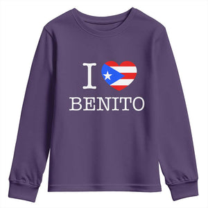I Love Benito Puerto Rico Flag Heart Youth Sweatshirt Boricua Music Fan Game Day Everyday TS02 Purple Print Your Wear