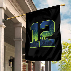 Seattle Skyline Number 12 Graphic Garden Flag Pacific Northwest Emerald City Sports Fan Pride