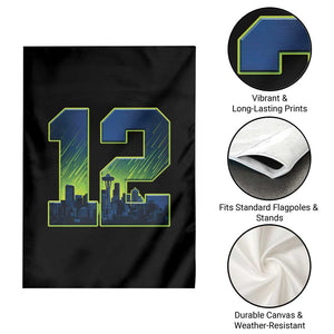 Seattle Skyline Number 12 Graphic Garden Flag Pacific Northwest Emerald City Sports Fan Pride