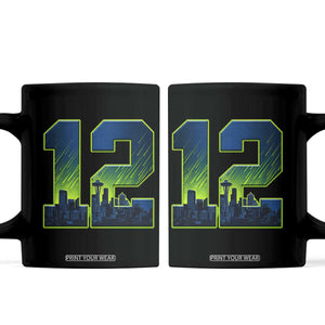 Seattle Skyline Number 12 Graphic Coffee Mug Pacific Northwest Emerald City Sports Fan Pride
