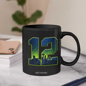 Seattle Skyline Number 12 Graphic Coffee Mug Pacific Northwest Emerald City Sports Fan Pride