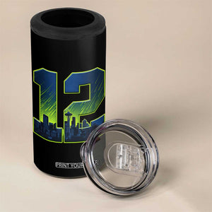 Seattle Skyline Number 12 Graphic 4 in 1 Can Cooler Tumbler Pacific Northwest Emerald City Sports Fan Pride
