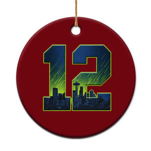 Seattle Skyline Number 12 Graphic Ceramic Ornament Pacific Northwest Emerald City Sports Fan Pride