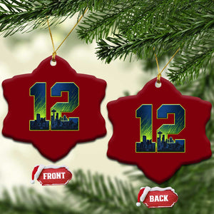 Seattle Skyline Number 12 Graphic Ceramic Ornament Pacific Northwest Emerald City Sports Fan Pride