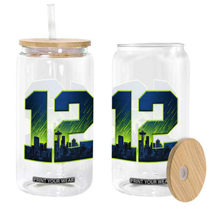 Seattle Skyline Number 12 Graphic Glass Can Pacific Northwest Emerald City Sports Fan Pride