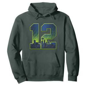 Seattle Skyline Number 12 Graphic Hoodie Pacific Northwest Emerald City Sports Fan Pride