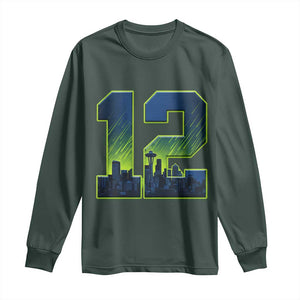 Seattle Skyline Number 12 Graphic Long Sleeve Shirt Pacific Northwest Emerald City Sports Fan Pride