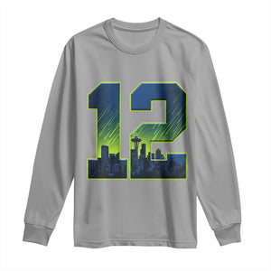 Seattle Skyline Number 12 Graphic Long Sleeve Shirt Pacific Northwest Emerald City Sports Fan Pride