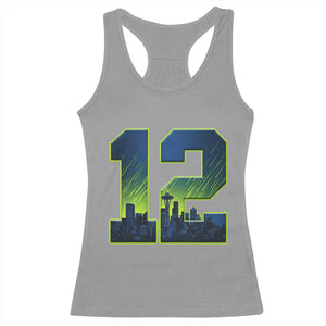 Seattle Skyline Number 12 Graphic Racerback Tank Top Pacific Northwest Emerald City Sports Fan Pride