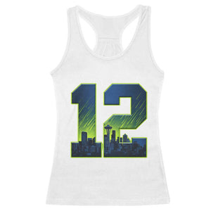 Seattle Skyline Number 12 Graphic Racerback Tank Top Pacific Northwest Emerald City Sports Fan Pride