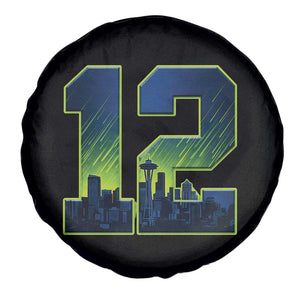 Seattle Skyline Number 12 Graphic Spare Tire Cover Pacific Northwest Emerald City Sports Fan Pride