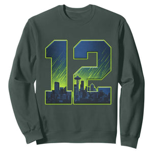 Seattle Skyline Number 12 Graphic Sweatshirt Pacific Northwest Emerald City Sports Fan Pride