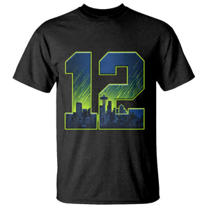Seattle Skyline Number 12 Graphic T Shirt Pacific Northwest Emerald City Sports Fan Pride