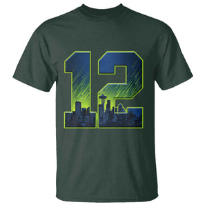 Seattle Skyline Number 12 Graphic T Shirt Pacific Northwest Emerald City Sports Fan Pride