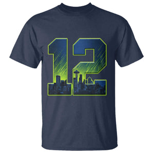 Seattle Skyline Number 12 Graphic T Shirt Pacific Northwest Emerald City Sports Fan Pride
