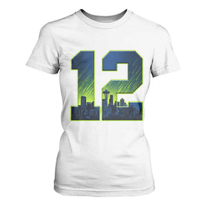 Seattle Skyline Number 12 Graphic T Shirt For Women Pacific Northwest Emerald City Sports Fan Pride