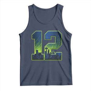 Seattle Skyline Number 12 Graphic Tank Top Pacific Northwest Emerald City Sports Fan Pride