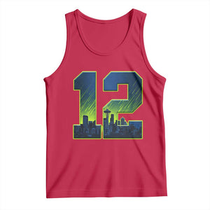 Seattle Skyline Number 12 Graphic Tank Top Pacific Northwest Emerald City Sports Fan Pride