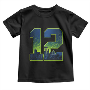 Seattle Skyline Number 12 Graphic Toddler T Shirt Pacific Northwest Emerald City Sports Fan Pride