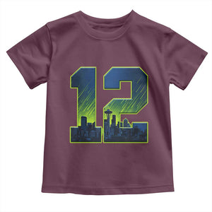 Seattle Skyline Number 12 Graphic Toddler T Shirt Pacific Northwest Emerald City Sports Fan Pride