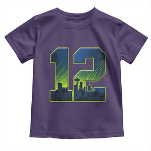 Seattle Skyline Number 12 Graphic Toddler T Shirt Pacific Northwest Emerald City Sports Fan Pride