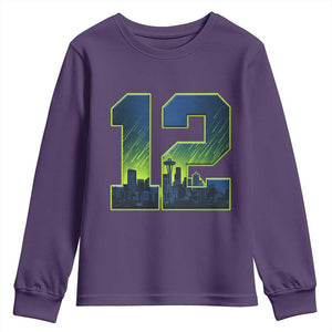 Seattle Skyline Number 12 Graphic Youth Sweatshirt Pacific Northwest Emerald City Sports Fan Pride