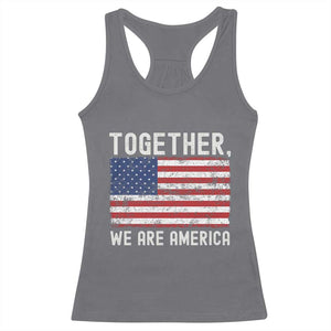Together We Are America Vintage Football Racerback Tank Top Classic Patriotic Sports Bunny Inspirational Quote TS02 Charcoal Print Your Wear
