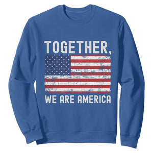 Together We Are America Vintage Football Sweatshirt Classic Patriotic Sports Bunny Inspirational Quote TS02 Royal Blue Print Your Wear