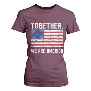 Together We Are America Vintage Football T Shirt For Women Classic Patriotic Sports Bunny Inspirational Quote TS02 Maroon Print Your Wear