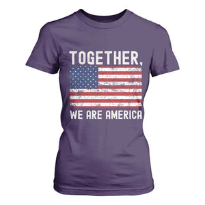 Together We Are America Vintage Football T Shirt For Women Classic Patriotic Sports Bunny Inspirational Quote TS02 Purple Print Your Wear