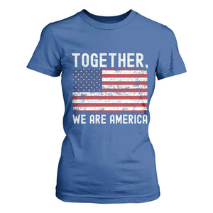 Together We Are America Vintage Football T Shirt For Women Classic Patriotic Sports Bunny Inspirational Quote TS02 Royal Blue Print Your Wear