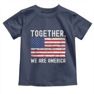 Together We Are America Vintage Football Toddler T Shirt Classic Patriotic Sports Bunny Inspirational Quote TS02 Navy Print Your Wear