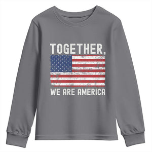 Together We Are America Vintage Football Youth Sweatshirt Classic Patriotic Sports Bunny Inspirational Quote TS02 Charcoal Print Your Wear