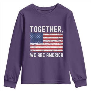 Together We Are America Vintage Football Youth Sweatshirt Classic Patriotic Sports Bunny Inspirational Quote TS02 Purple Print Your Wear