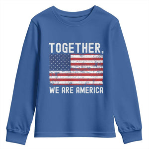 Together We Are America Vintage Football Youth Sweatshirt Classic Patriotic Sports Bunny Inspirational Quote TS02 Royal Blue Print Your Wear