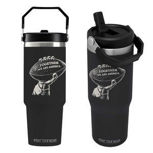 Together We Are America Vintage Football Flip Straw Tumbler Patriotic Sports Pride Bunny Inspirational Quote TS02 One Size: 30 oz Black Print Your Wear