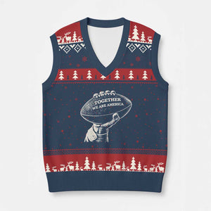 Together We Are America Vintage Football V-Neck Knit Sweater Vest Patriotic Sports Pride Bunny Inspirational Quote TS02 Navy Red Print Your Wear