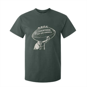 Together We Are America Vintage Football T Shirt For Kid Patriotic Sports Pride Bunny Inspirational Quote TS02 Dark Forest Green Print Your Wear